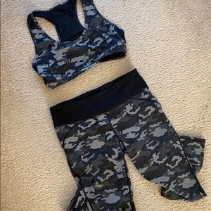 Fabletics camo leggings and bra matching set